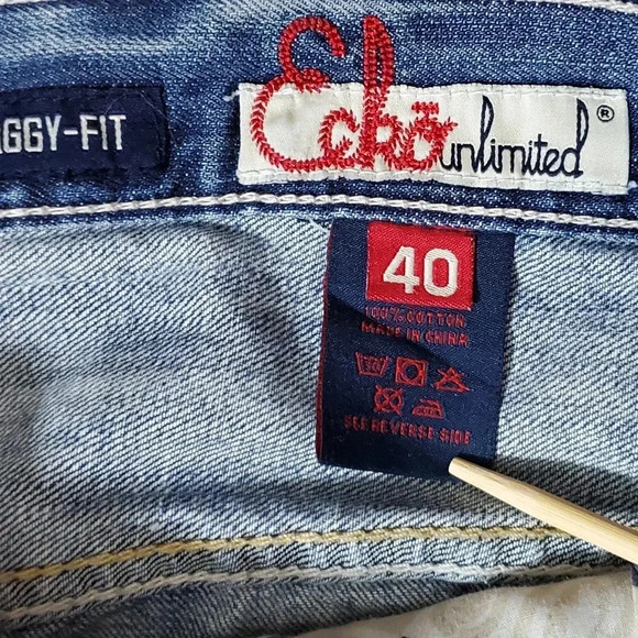 Vintage 90s Ecko Baggy Fit 1972 Jeans Mens Light Wash‎ 40 x 32 Distressed. - Picture 4 of 15